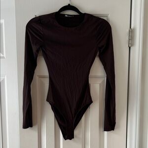 Zara Dark Brown Long Sleeve Bodysuit